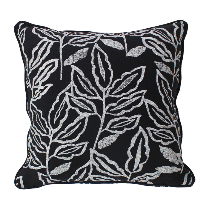 Coussin déhoussable en coton recyclé Chambray - Noir