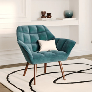 Fauteuil en velours bleu canard - Simba