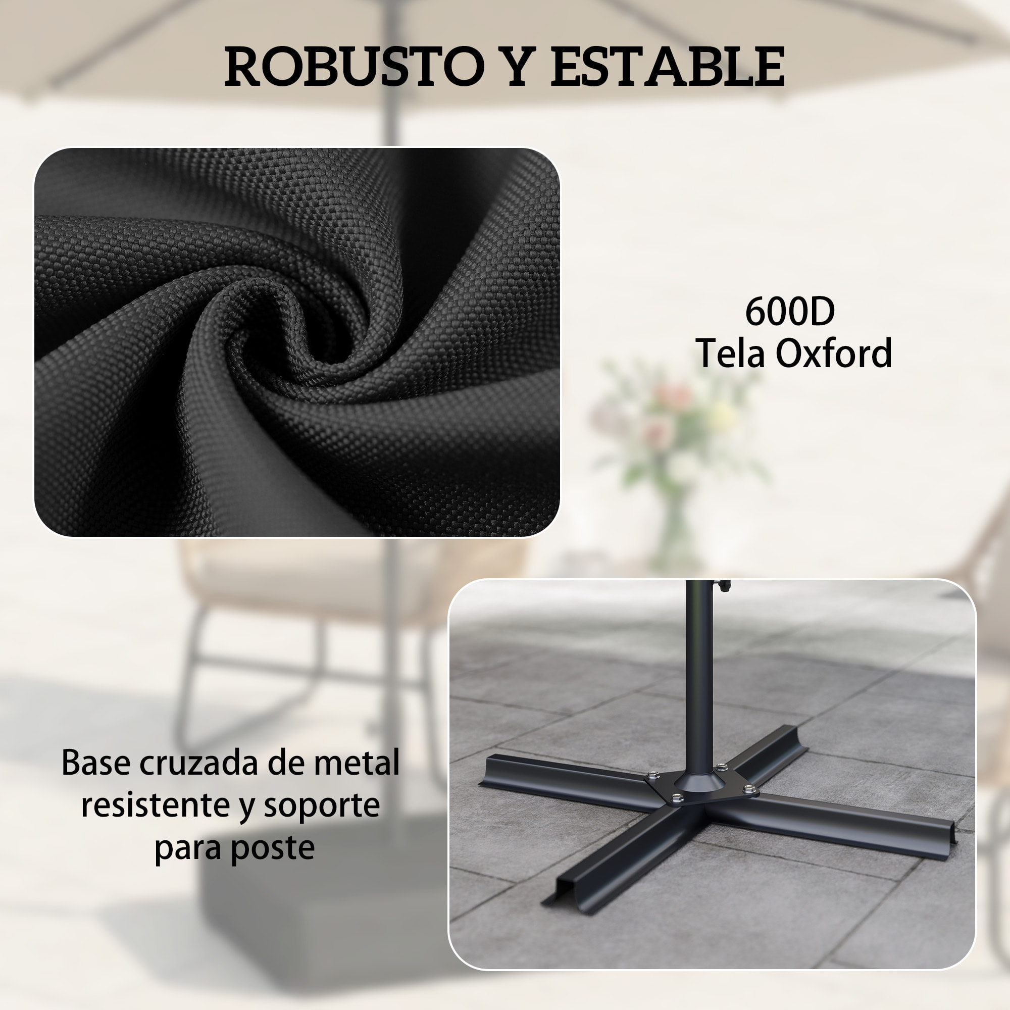 Base para Sombrilla Cuadrada con Funda, Soporte de Parasol con Bolsas de Arena, Pie para Sombrilla con Postes Ø48 mm, Rellenable de Arena 80 kg Arena Húmeda 90 kg, para Jardín, Terraza, Negro