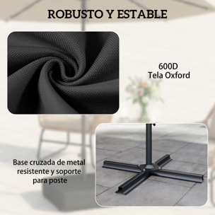 Base para Sombrilla Cuadrada con Funda, Soporte de Parasol con Bolsas de Arena, Pie para Sombrilla con Postes Ø48 mm, Rellenable de Arena 80 kg Arena Húmeda 90 kg, para Jardín, Terraza, Negro