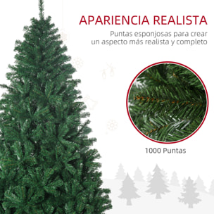 árbol de Navidad con 1492 Ramas de PVC Metal PE 180cm Verde