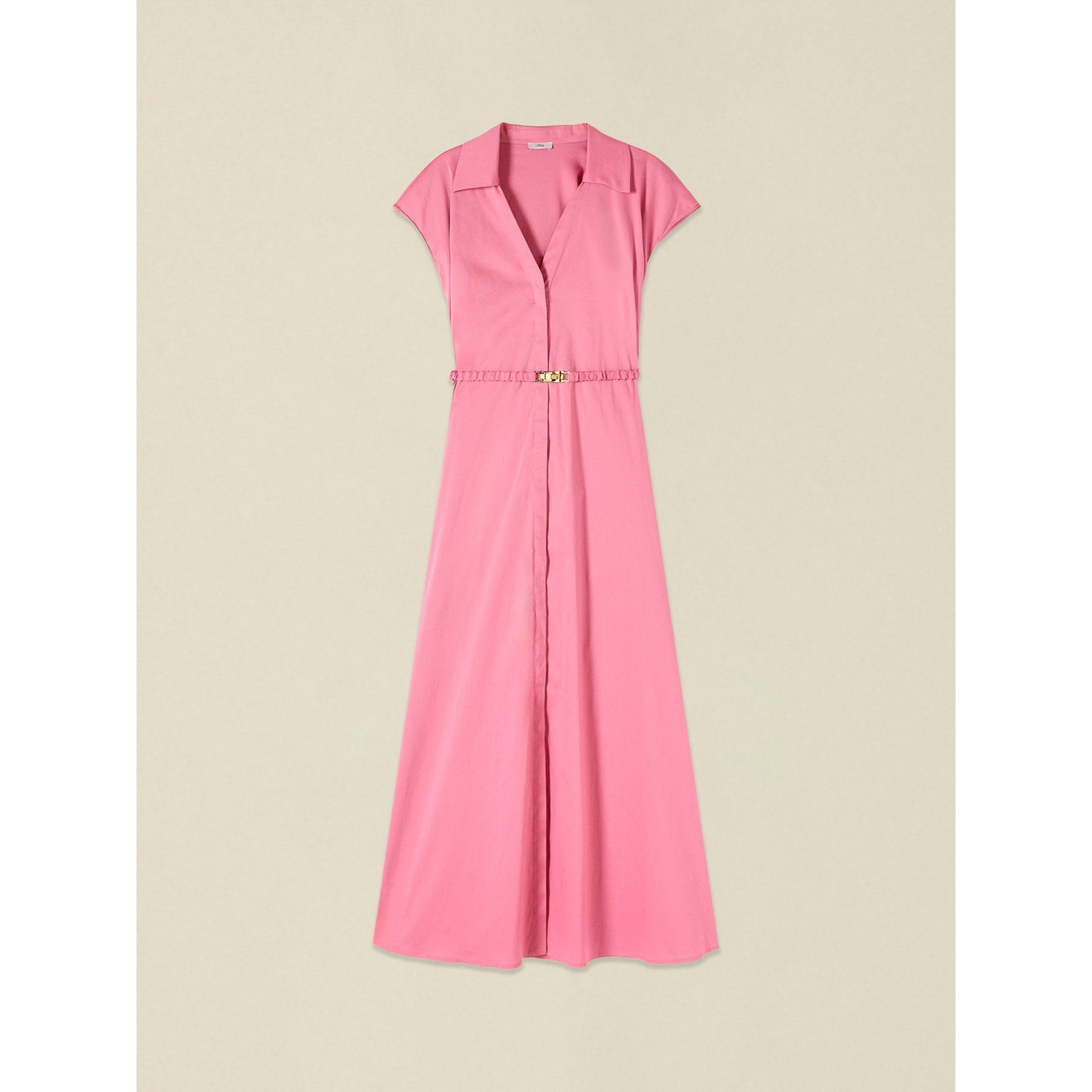 Oltre - Vestido camisero en popelín con cinturón - Rosa