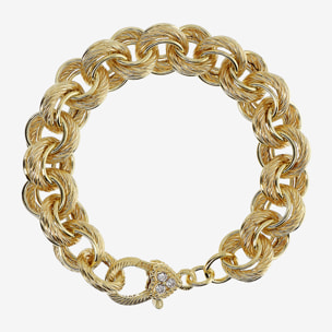 Bracciale in Argento 925 placcato Oro Giallo 18Kt Maxi Maglia Rolo Tripla