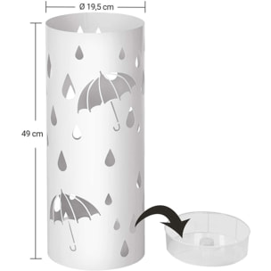 Portaombrelli in Metallo Bianco con Vaschetta Raccogli-acqua