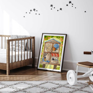 Affiche enfant hôtel pour insectes  Affiche + cadre en bois - Noir
