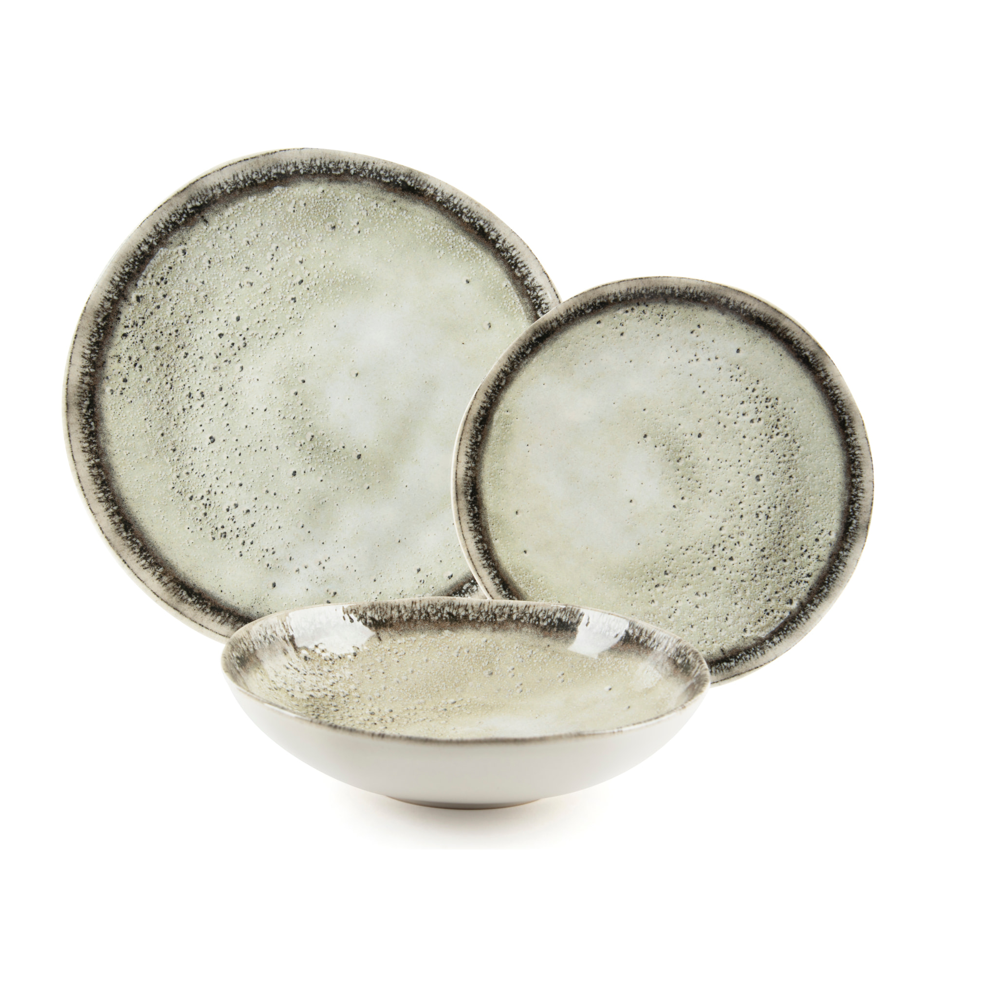 Servizio piatti 12 pezzi Excelsa Afrodite, ceramica, effetto reattivo, multicolore