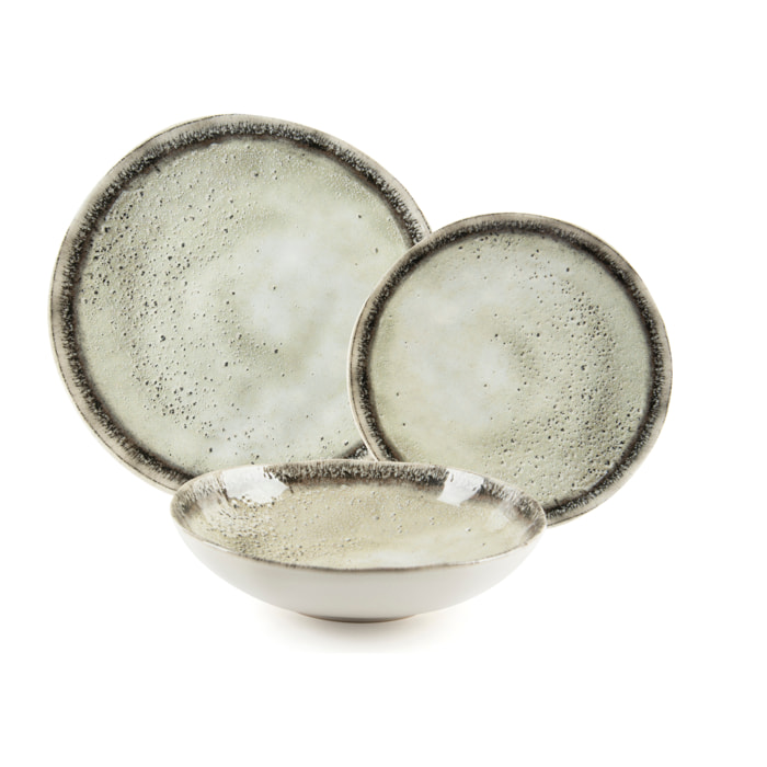 Servizio piatti 12 pezzi Excelsa Afrodite, ceramica, effetto reattivo, multicolore