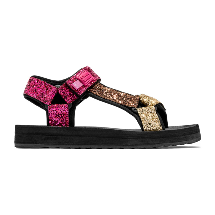 Sandalias de Tiras de Mujer con Detalles Brillantes en Rosa