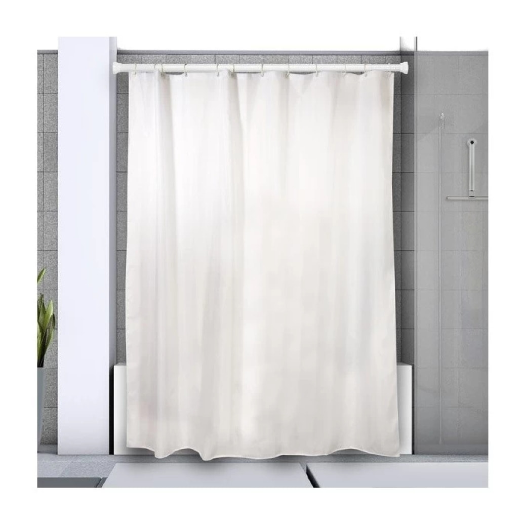 Barre tringle pour rideau de douche ou baignoire extensible sans perçage en Alu KRETA 75-125cm Blanc Spirella