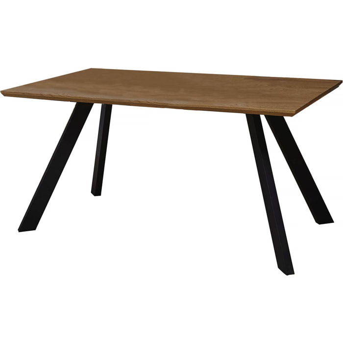 Table repas "Manhattan" Chêne / Noir - 160 x 90 x 75,5 cm