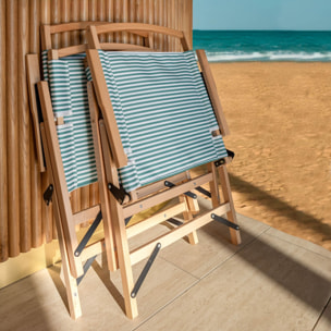 Chaise de plage en toile vert à rayures PLAYA