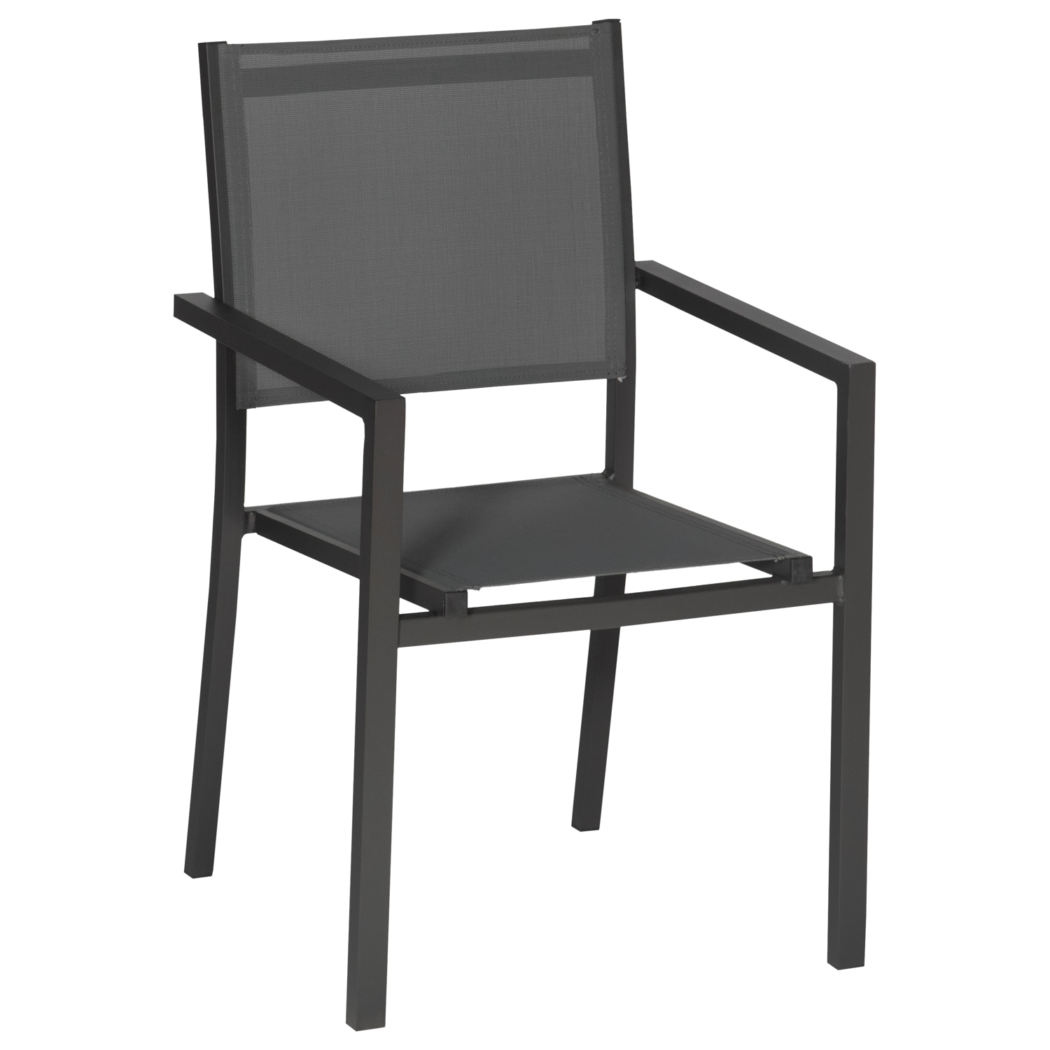 Lot de 6 chaises en aluminium anthracite - textilène gris