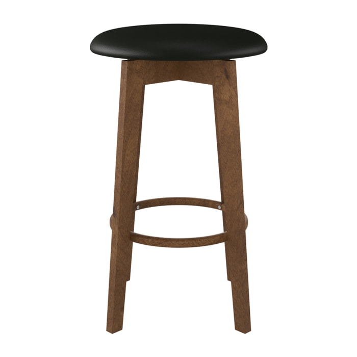Lot de 2 tabourets pour îlot central 66 cm en cuir synthétique noir - Vahina