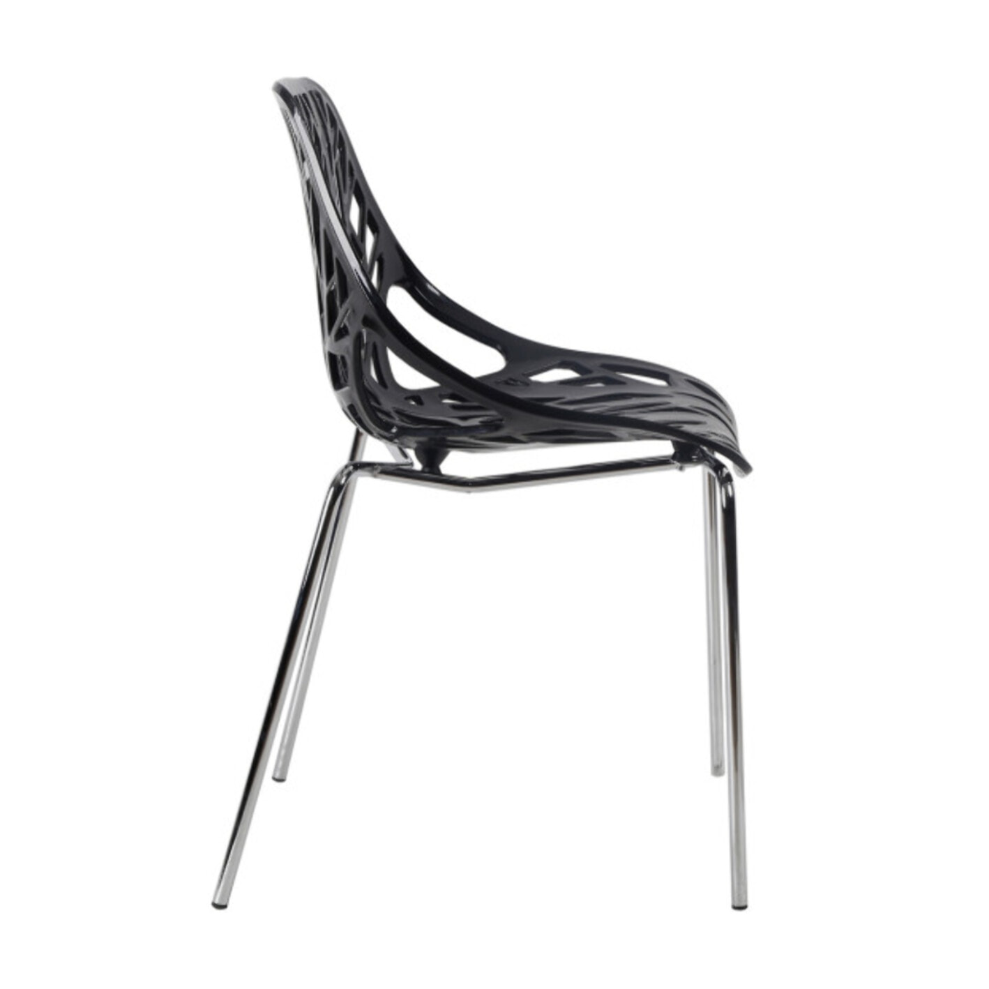 Chaise ajourée et empilable avec pieds métal chromé - QUEEN 3