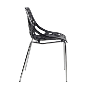 Chaise ajourée et empilable avec pieds métal chromé - QUEEN 3