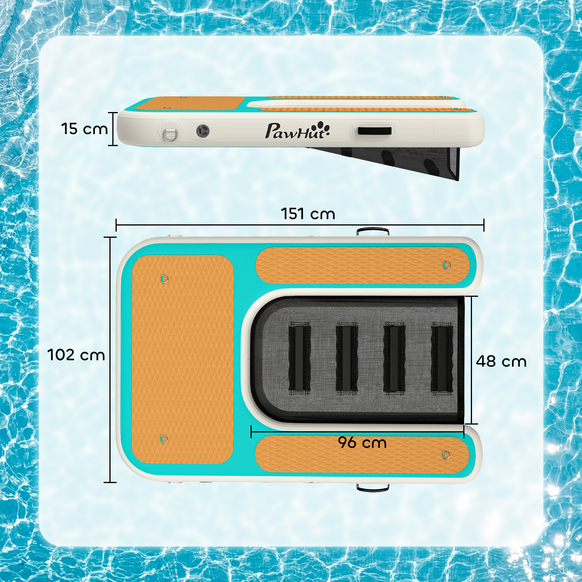 Rampe pour chien - rampe d'eau flottante gonflable pour chien - échelle flottante pour bateaux - surface antidérapante orange