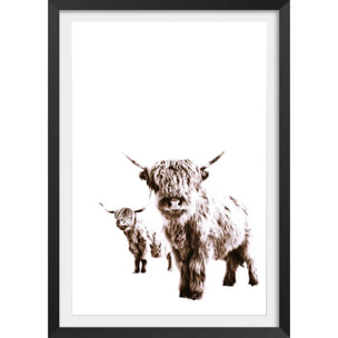 Affiche enfant jumelles en beige  Affiche + cadre en bois - Noir