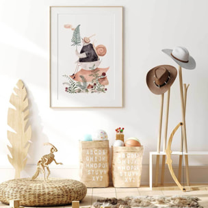 Affiche enfant les trésors de la forêt  Affiche + cadre en bois - Chêne