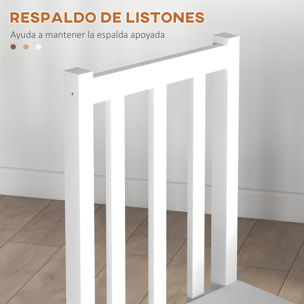 Juego de 2 Sillas de Comedor de Madera de Pino, Sillas de Cocina con Respaldo Alto de Listones, para Comedor, Salón, Blanco