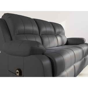 Armand - Canapé 3 places relax électrique en simili - Noir