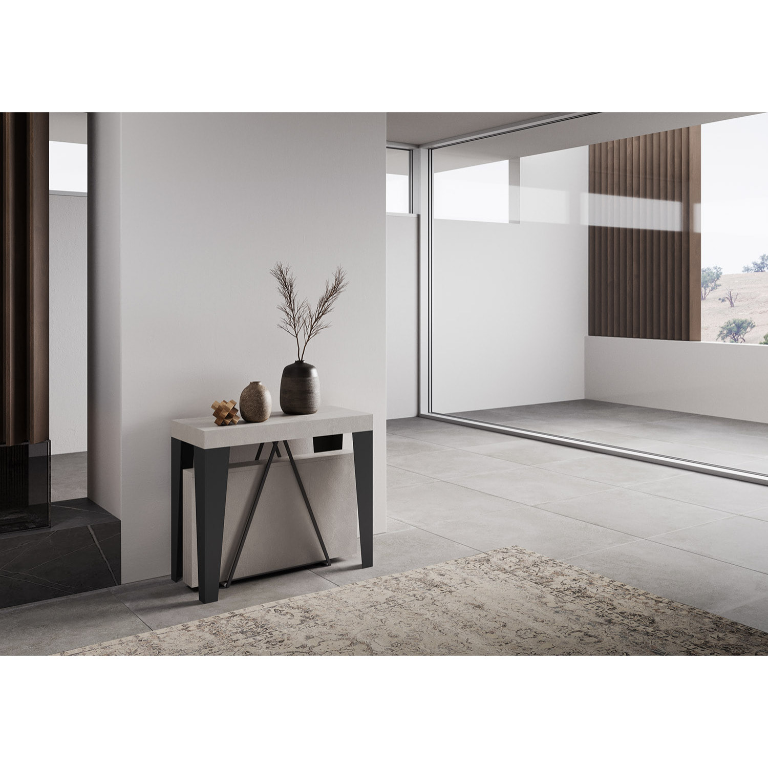 Consolle allungabile 90x40/196 cm Algo Small cashmere telaio antracite