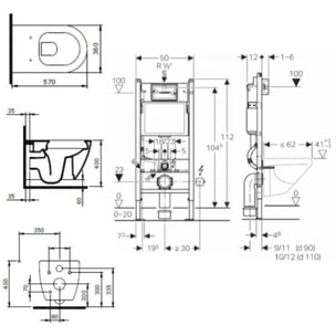 Pack WC Bati-support Geberit Duofix + Cuvette suspendue sans bride Livea Bello + Abattant soft close + Plaque Blanche (BelloGeb3