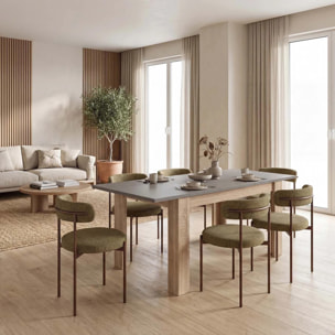 Mesa de comedor extensible en roble canadian y gris grafito 140-190x90 cm Sira Roble Canadian - Gris Grafito