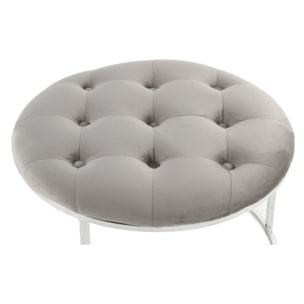 Set di 2 pouf Myla in velluto grigio e argento