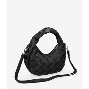 Bolso pequeño negro con trenzado y cremallera