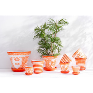 J-Line cache-pot Granada Stripes Handmade + Painted - céramique - orange - small - Ø 21 cm