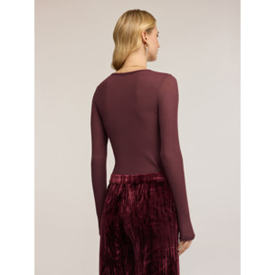 Motivi - T-shirt sottogiacca misto cachemire - Bordeaux