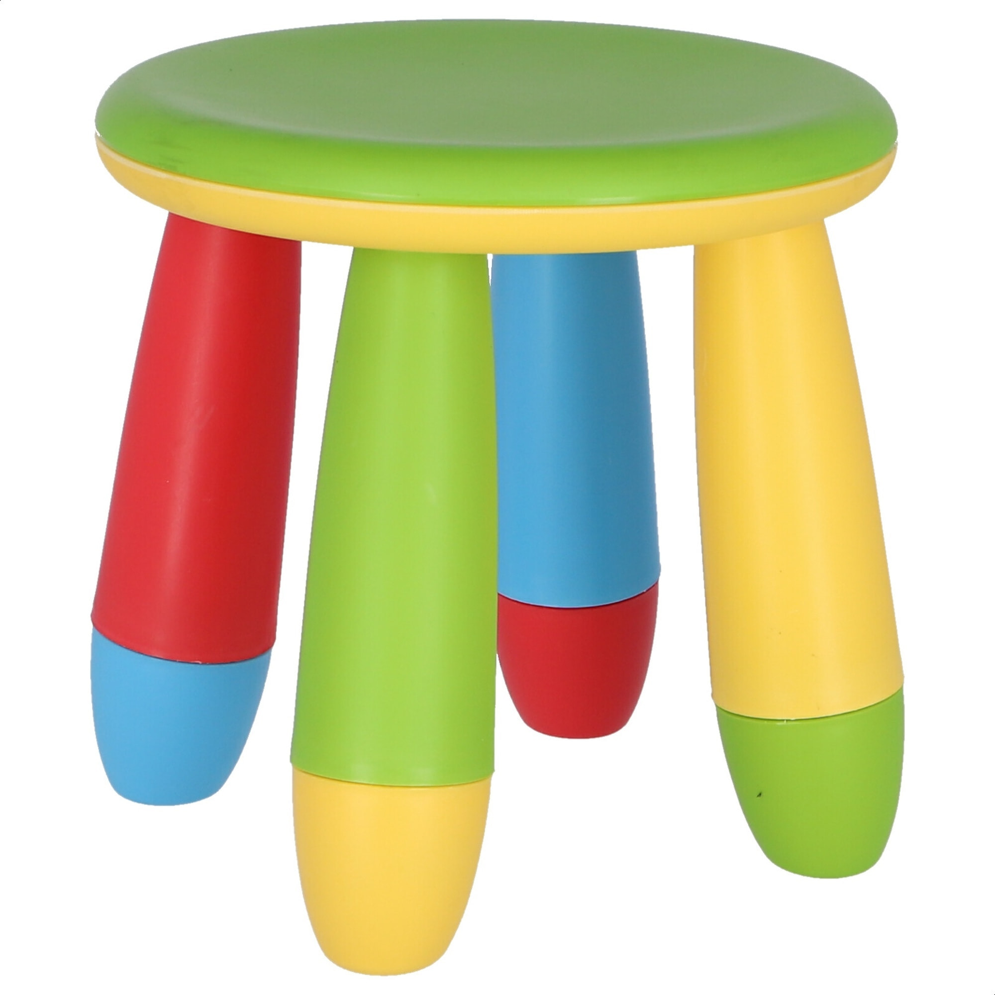 Taburete infantil verde en plástico fuerte y resistente, diá:30 cm x h:26 cm