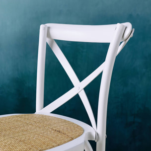 Tabouret de bar bistrot vintage en bois blanc avec repose-pieds