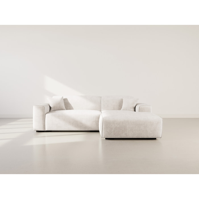 Lison - Canapé d'angle droit 4 places en velours texturé - Beige