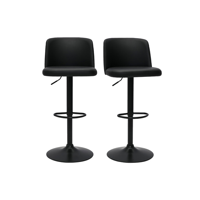 Tabourets de bar réglables en polyuréthane noir et métal noir (lot de 2) MONTI