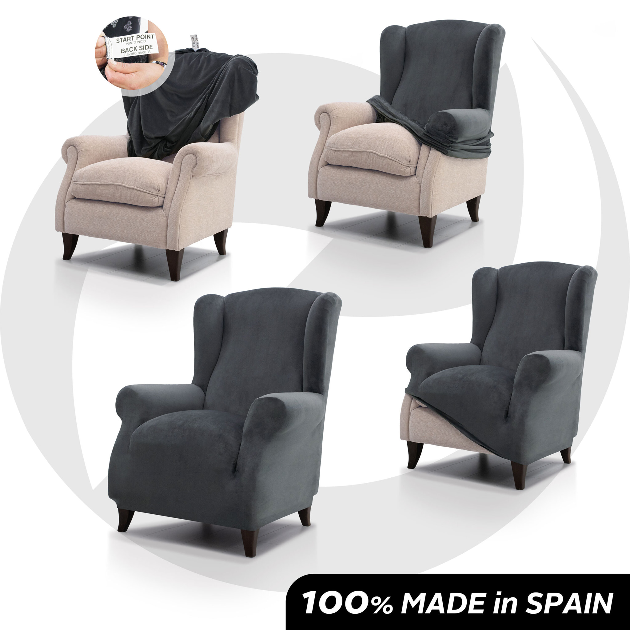 Funda TERCIOPELO ANTIMANCHAS Multi elástica para OREJERO modelo VERONICA