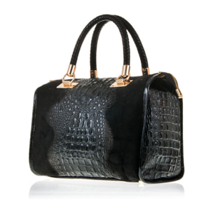 Anacapri Bolso tote Mujer.Piel auténtica Gamuza Grabado Cocodrilo