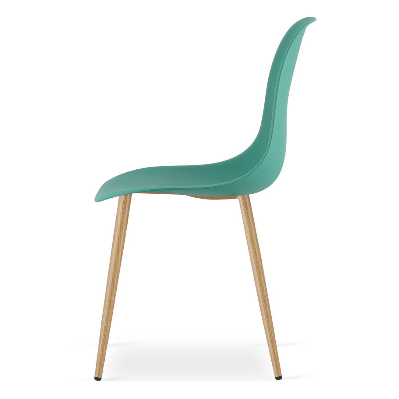 Sedia scandinava WAT verde con gambe effetto legno
