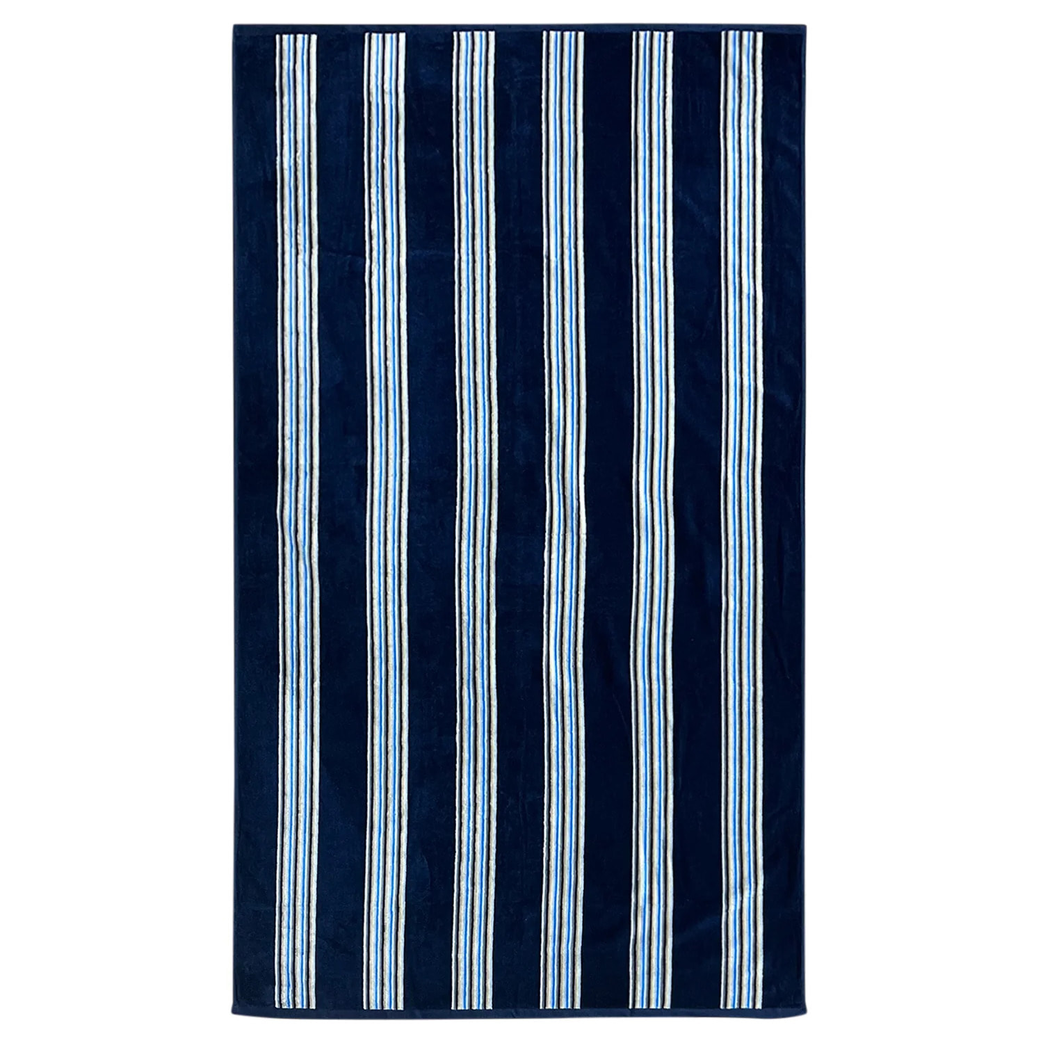 Serviette de plage éponge velours Jacquard Bleu 70x140 400g/m² - Milonga M Bleu Marine