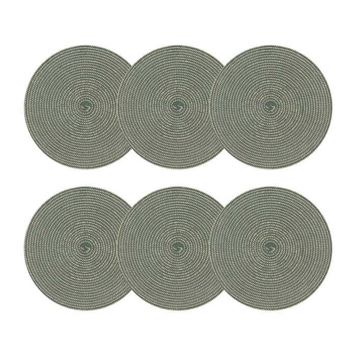 Lot de 6 sets de table rond en papier et coton vert 36cm