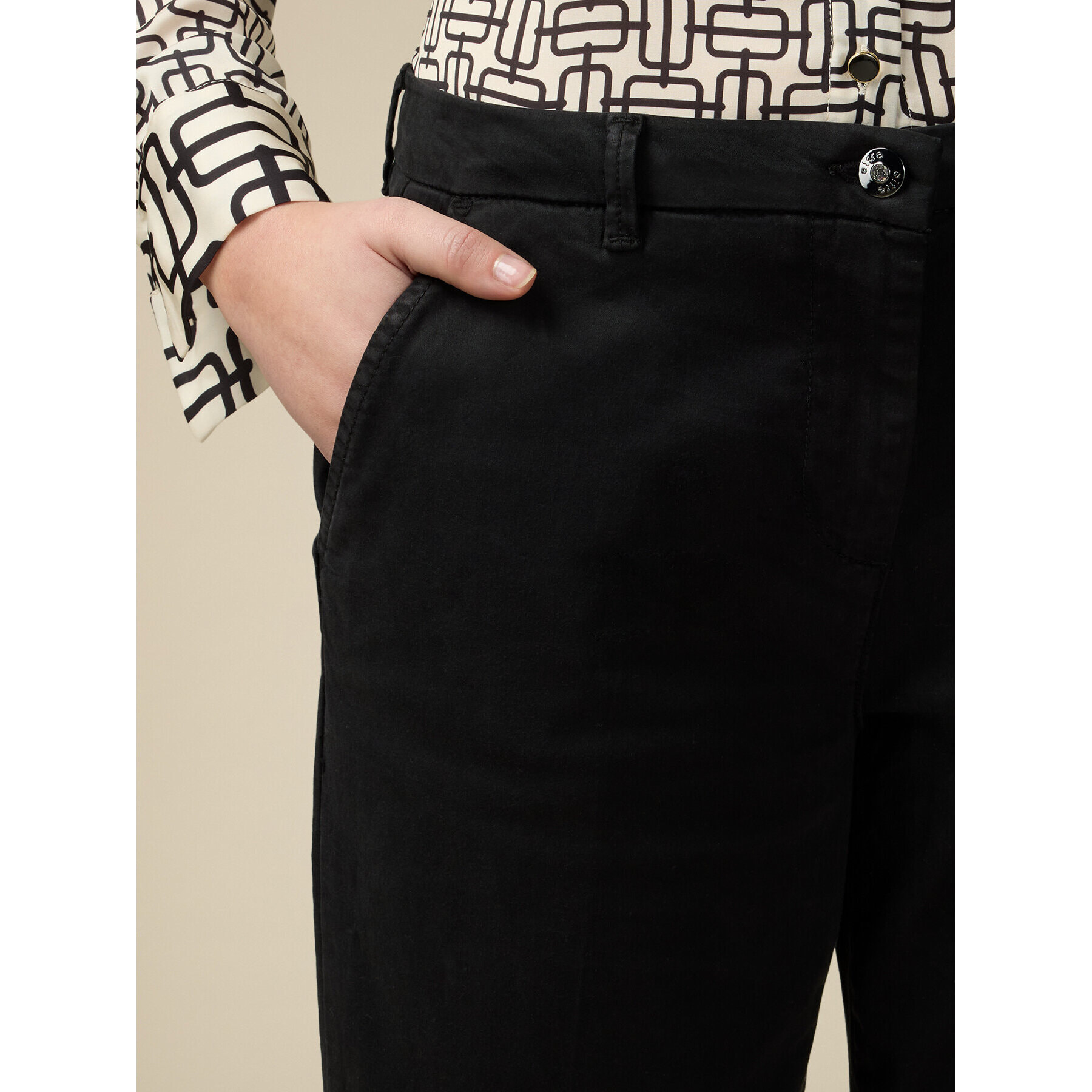 Oltre - Pantalones pitillo mezcla de tencel - Negro