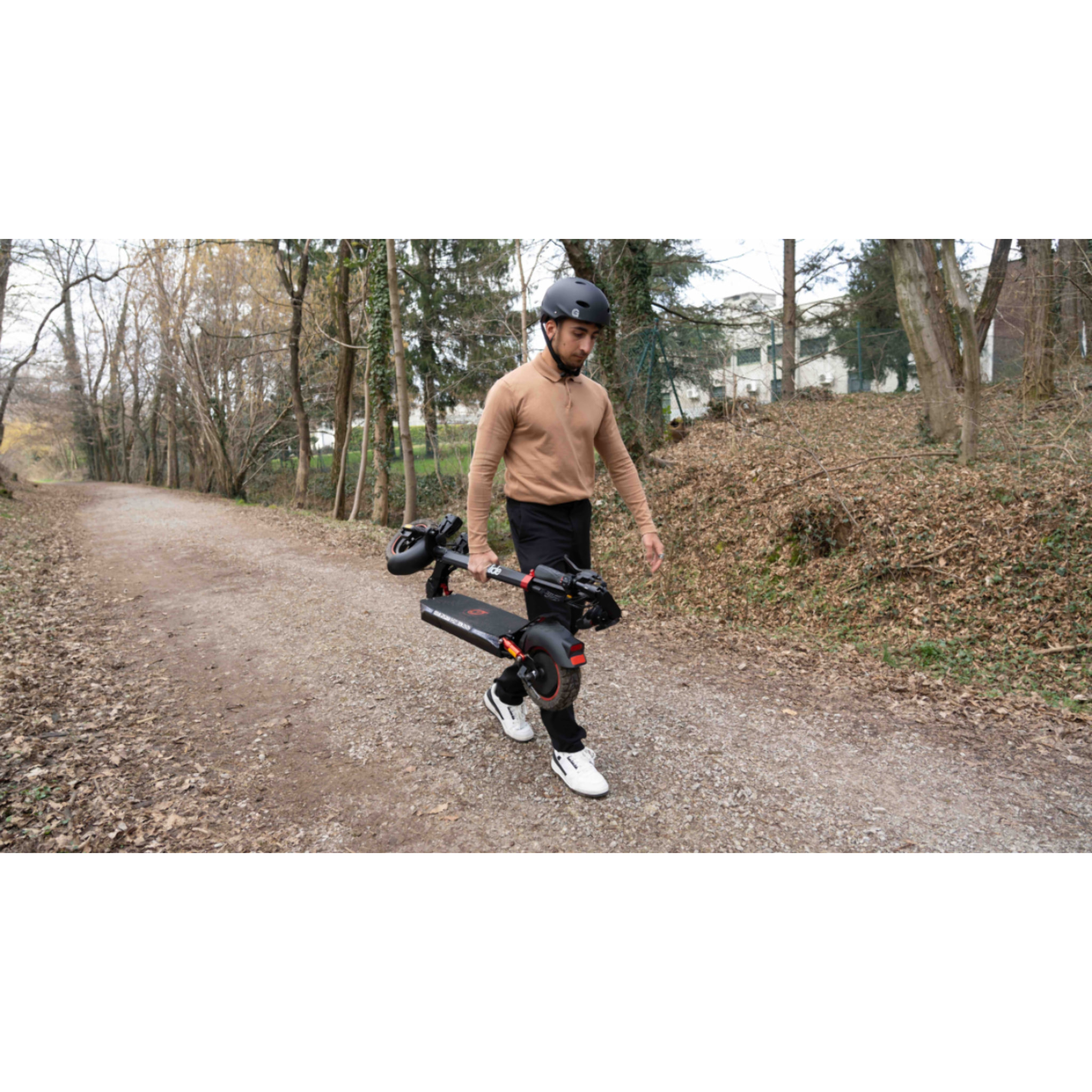 Trottinette Électrique Adulte URBANGLIDE ECROSS ONE RED, Autonomie 50 Km, 25 Km/h, Pliable, Suspensions Avant et Arrière Doubles, Freins à Disque, Pneus 10" Off-Road