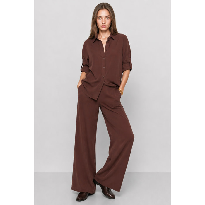 Kocca - Camicia da donna in viscosa con maniche lunghe arrotolabili Donna
