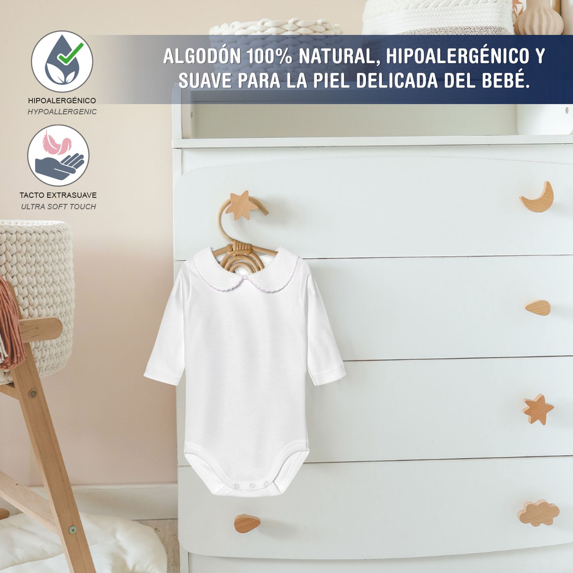 Body bebé manga larga cuello polo piqué