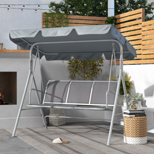 Outsunny Balancín Jardín Exterior Columpio Exterior de 3 Plazas con Toldo Ajustable Respaldo Transpirable y Marco de Metal para Terraza Balcón Carga 240 kg 171x108x154 cm Gris