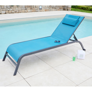Transat de jardin en acier - bleu canard - GOZO