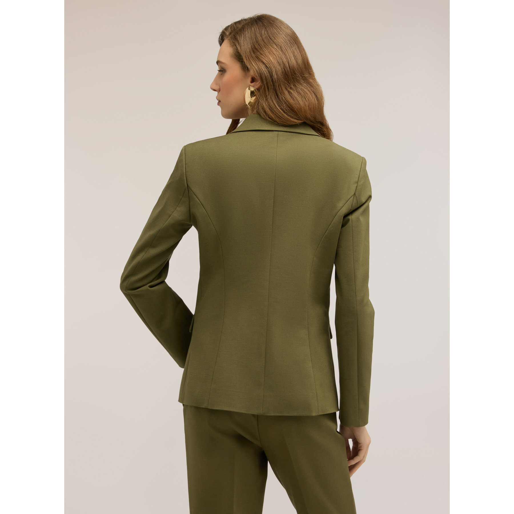 Motivi - Blazer de un botón en algodón viscosa - Verde militare