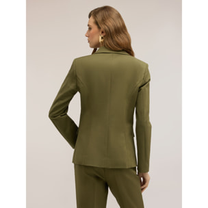 Motivi - Blazer de un botón en algodón viscosa - Verde militare