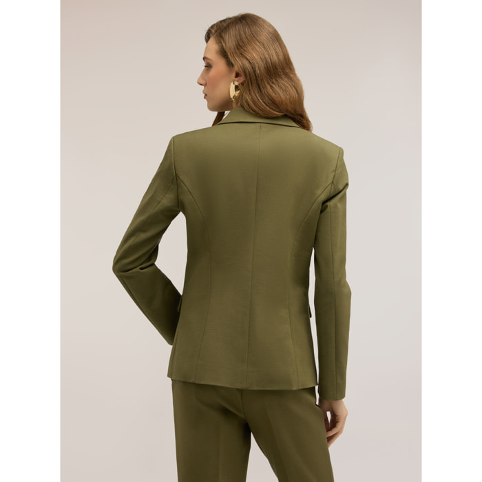Motivi - Blazer de un botón en algodón viscosa - Verde militare