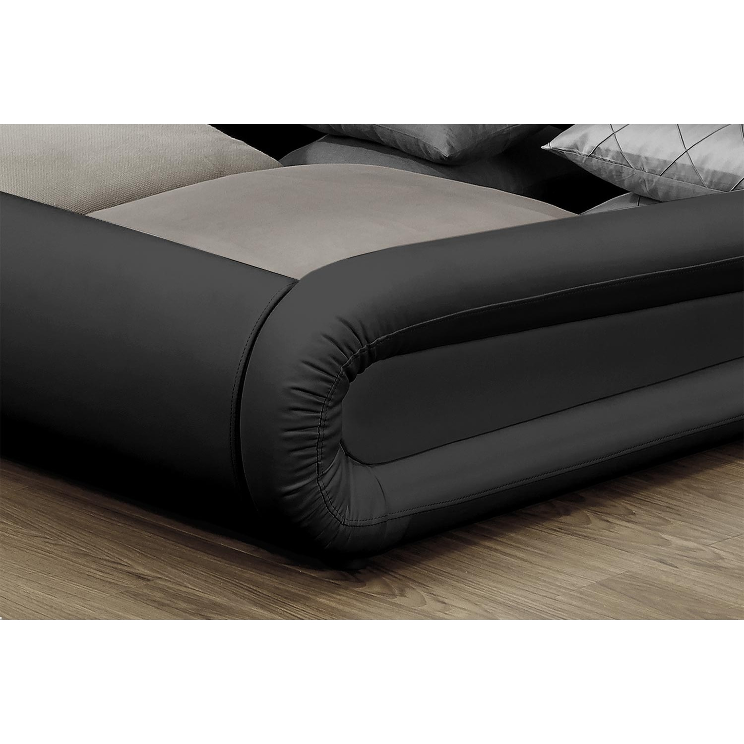 CHANA Lit coffre avec LED 140 x 190 cm noir